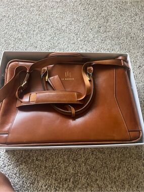Cognac Leather Laptop Bag - Cognac